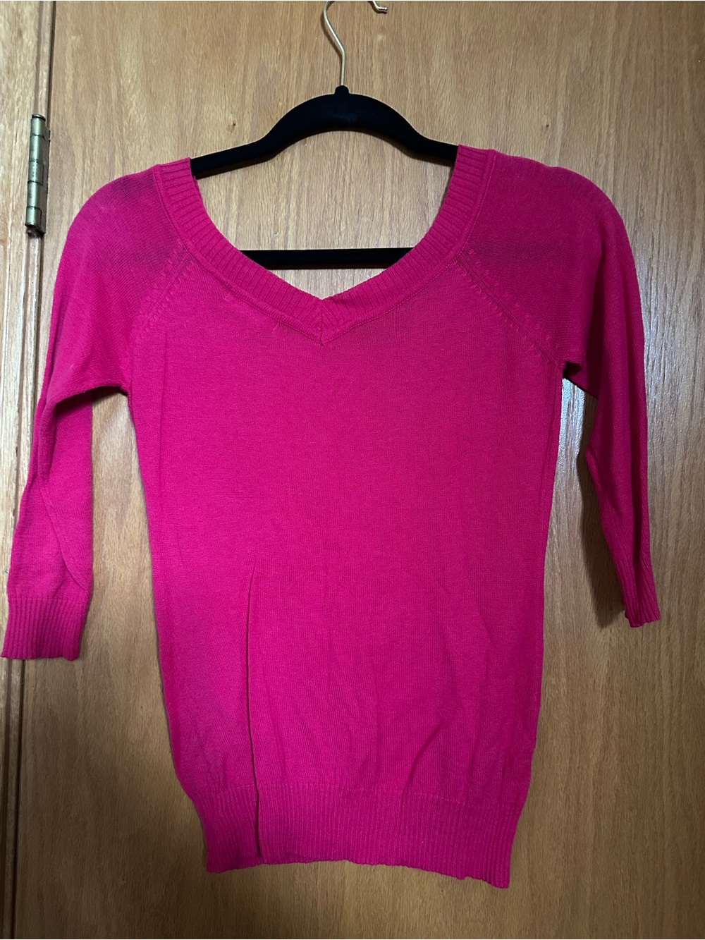 Bright Pink V-Neck Sweater